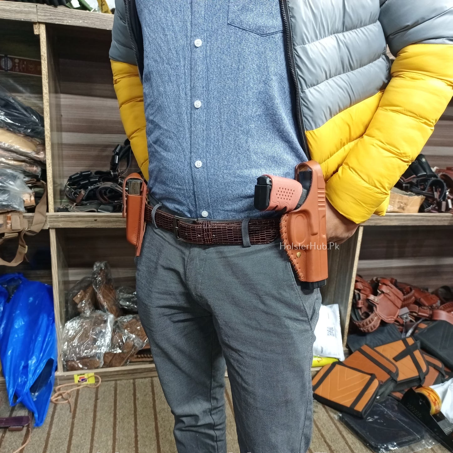 Mold Holster for 9mm Made of Pure Leathr - Best for Pant, Belt and Shalwar.