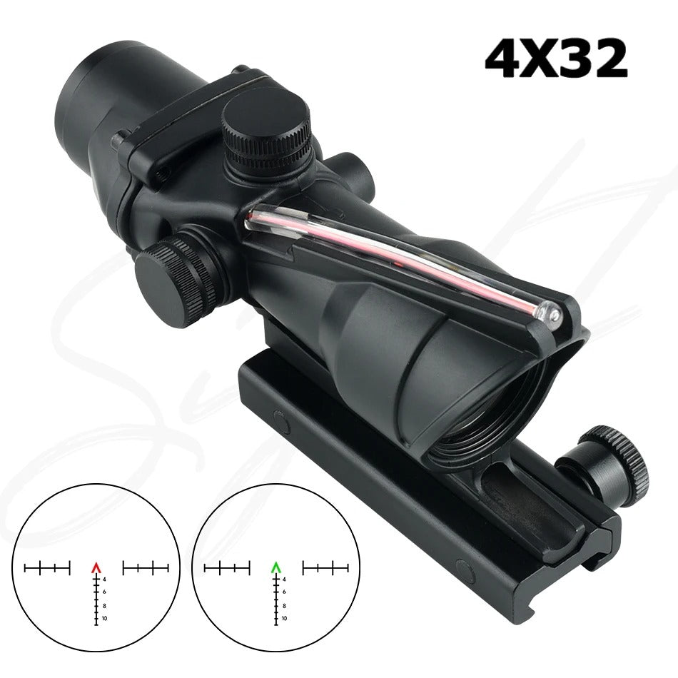 Precision View ACOG 4X32 Scope - Red Fibr Optics Edition