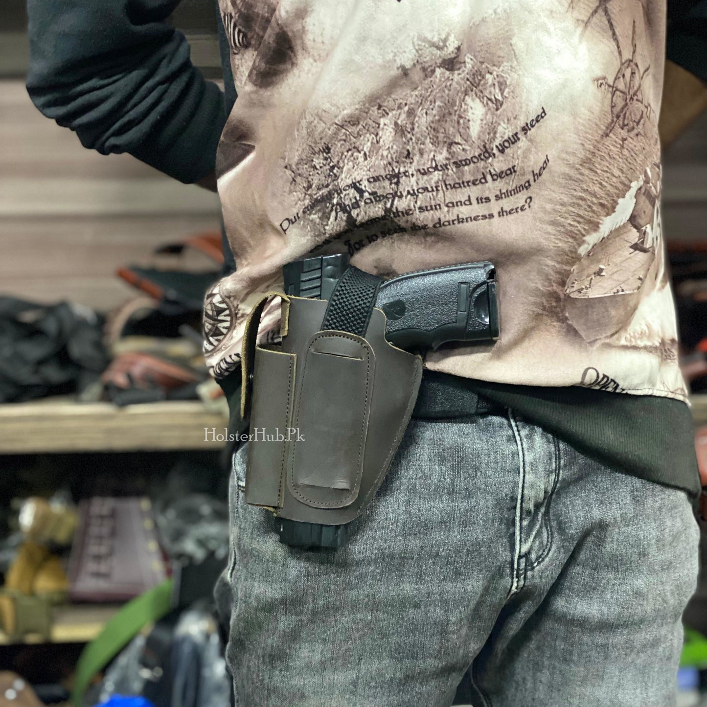 Dual Side Leather Made (Inner & Outer Waist) Pstl Cary Pouch for 9mm only |  PC-08 D.S Leather